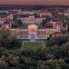 Aerial view of Lovett Hall and the Rice University campus