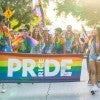 Rice students marching in the pride parade