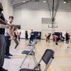 Faculty and staff learned Olympic weightlifting during a Wellness Wednesday on Jan. 29 in the Gibbs Center. Howard Hughes Provost Amy Dittmar led the session.