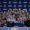 Rice women's swimming and diving team after winning the 2025 AAC championship