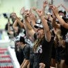 The Rice women's swimming and diving team after winning the 2025 AAC championship.