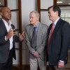 Rice President Reginald DesRoches, Dr. Bobby Stinebaugh '54 and Ron Stinebaugh '87.