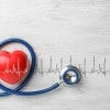 Heartbeat and stethoscope art rendering. 