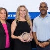 Elizabeth Gillis, Victoria Langlais and President DesRoches