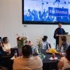 Rob Bruce speaks at the 2025 Rice Education graduation ceremony.