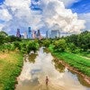 Houston skyline with bayou