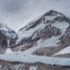 Campsite at Everest base camp surrounded by Himalaya mountains range, Nepal, Asia