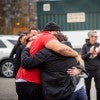 Gary Benloss celebrates with supporters after his release from prison following 26 years of incarceration. The Making an Exoneree program contributed to advocacy efforts surrounding his case.