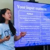 Annelie Han ’26 presents during a Peer Career Advisor program session at Rice’s Center for Career Development, where she helped lead training and support initiatives for fellow students.