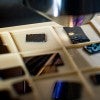 microscope and tray of chips 