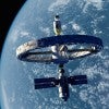A space station is orbiting the earth 