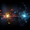 An AI-generated image showing a yellow atom reaching out to connect to a blue atom 