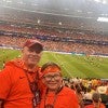 Mauricio Benitez (left) with his grandson Hiram at the Netherlands vs. Sweden match this year. 