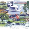 A collage depicting birding, kayaking and other coastal area recreation 
