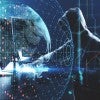 Hacker with computer code. 
