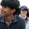 Student and Cameron Dezen Hammon on a Seine boat trip 