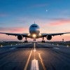 stock photo of a plane landing on a runway 