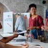 People at a polling location. 
