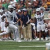 Rice quarterback Jacurri Brown runs the ball against Notre Dame Sept. 12, 2026. 