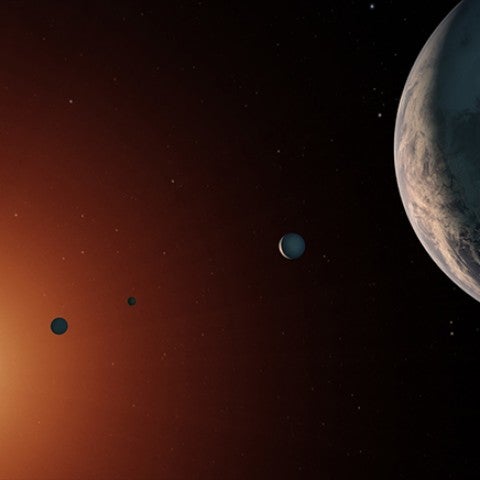 illustration showing what the TRAPPIST-1 system might look like