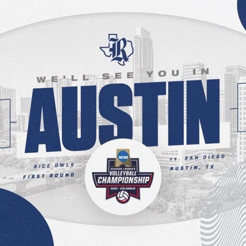 The Rice volleyball team received an at-large bid to the NCAA Tournament and will play in the Austin Regional. (Image courtesy of RiceOwls.com)